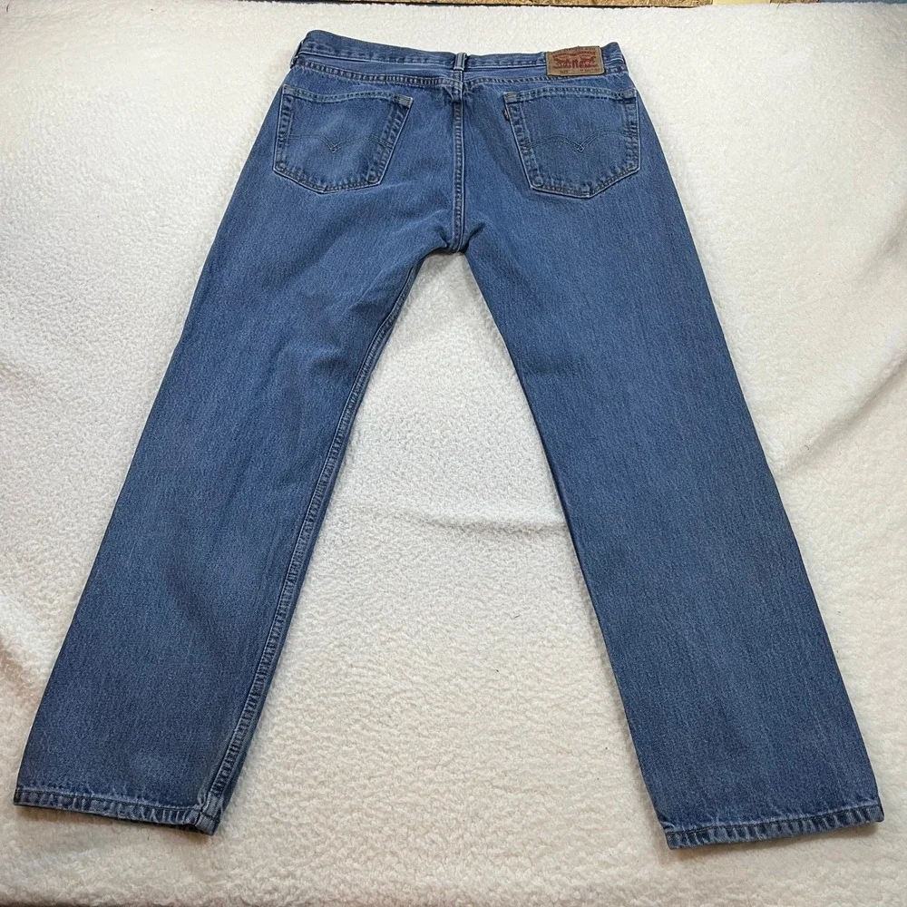 Levi's Jeans Mens 36x32 Blue 505 Regular Fit Straight Leg Denim Pants 00505-4886